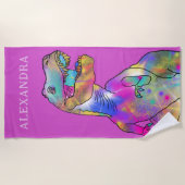 Serviette De Plage Dinosaure de nom de fille personnalisée (Devant)