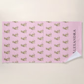 Serviette De Plage Dinosaure de nom de fille personnalisée (Devant)