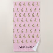 Serviette De Plage Dinosaure de nom de fille personnalisée (Devant)