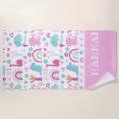 Serviette De Plage Dinosaure de puissance féminine personnalisée (Devant)