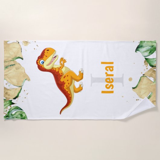 Serviette De Plage dinosaure d'or (Devant)