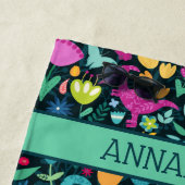 Serviette De Plage Dinosaure Floral Folk Silhouettes Belles Filles (En situation)