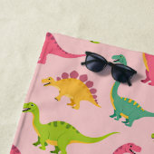 Serviette De Plage Dinosaure Rose Enfants (En situation)