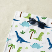 Serviette De Plage Dinosaures Blues et Verts (En situation)