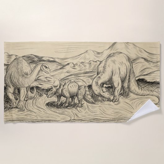 Serviette De Plage Dinosaures classiques (Devant)