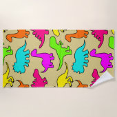 Serviette De Plage Dinosaures colorés (Devant)