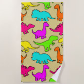Serviette De Plage Dinosaures colorés (Devant)