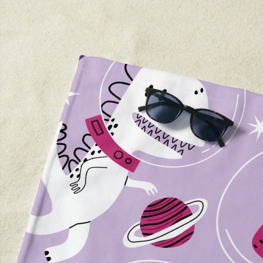 Serviette De Plage Dinosaures de l'espace, Dinosaures mignons, Étoile (En situation)