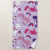 Serviette De Plage Dinosaures de l'espace, Dinosaures mignons, Étoile (Devant)