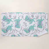 Serviette De Plage Dinosaures de l'espace, Dinosaures mignons, Navire (Devant)