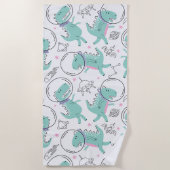 Serviette De Plage Dinosaures de l'espace, Dinosaures mignons, Navire (Devant)