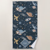 Serviette De Plage Dinosaures mignons dans le Motif spatial enfants (Devant)