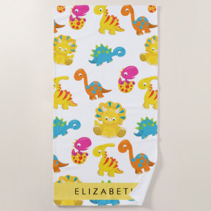 Serviette De Plage Dinosaures Mignons, Motif Des Dinosaures, Votre No