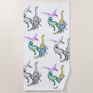 Serviette De Plage Dinosaures pour enfants à l'aquarelle