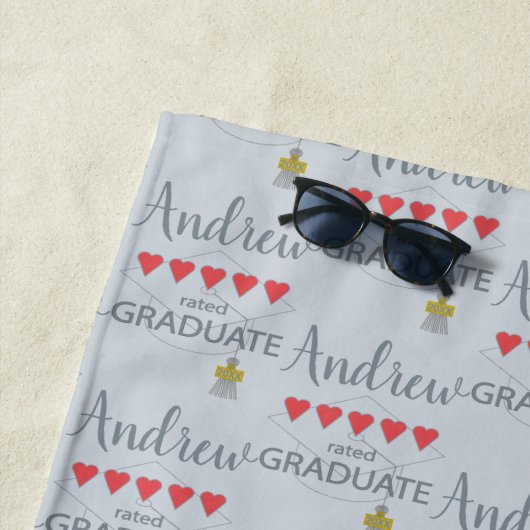 Serviette De Plage Diplômé de 5 coeurs (En situation)