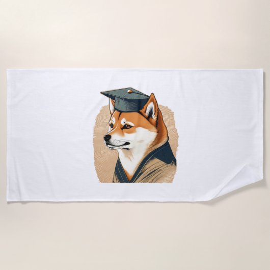 Serviette De Plage Diplôme de Shiba Inu (Devant)