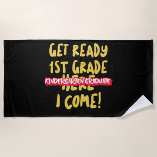 SERVIETTE DE PLAGE DIPLÔMÉ KINDERGARTEN - PRENEZ-VOUS PRÊT 1ER NIVEAU