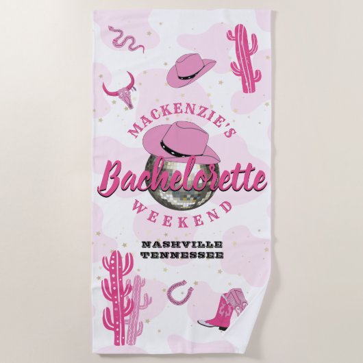 Serviette De Plage Disco Cowgirl Bachelorette Week-end (Devant)