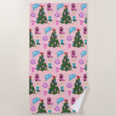 Serviette De Plage Discothèque rose moderne Cowgirl Rodéo Arbre de No (Devant)