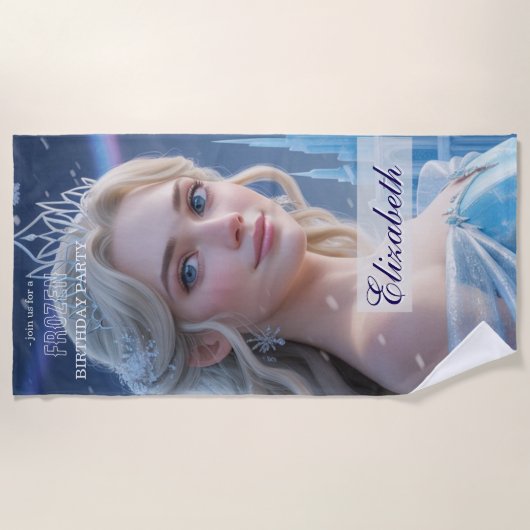 Serviette De Plage Disney's Frozen Elsa Birthday personalize name (Devant)