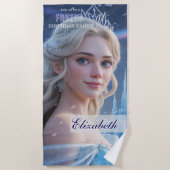 Serviette De Plage Disney's Frozen Elsa Birthday personalize name (Devant)