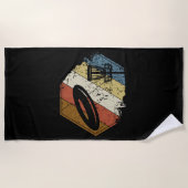 Serviette De Plage Disque Golf Panier Rétro (Devant)