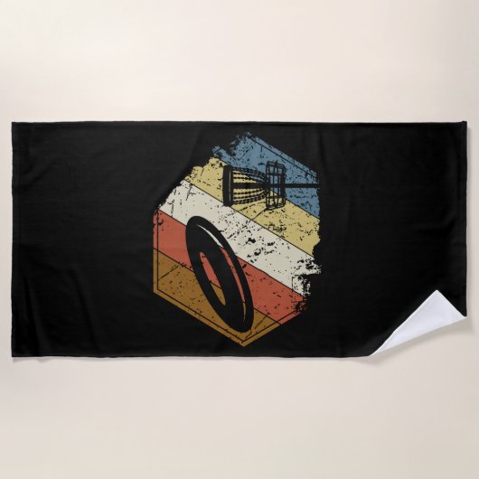 Serviette De Plage Disque Golf Panier Rétro (Devant)