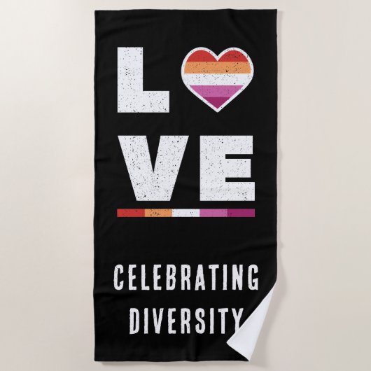 Serviette De Plage Distressed Grunge Love LGBTQ Lesbian Pride (Devant)