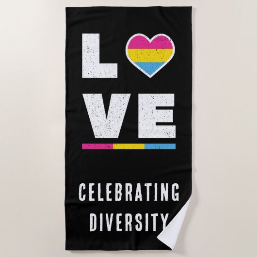 Serviette De Plage Distressed Grunge Love LGBTQ Pansexual Pride (Devant)