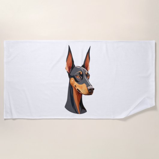 Serviette De Plage Doberman de l'oreille naturelle (Devant)