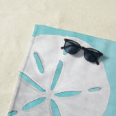 Serviette De Plage Dollar de sable tropical Turquoise Aquarelle  (En situation)