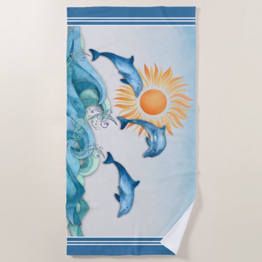 Serviette de plage Dolphin en friche (Devant)
