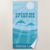 Serviette De Plage Dolphins Ocean Waves Personalized (Devant)