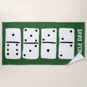 Serviette De Plage Dominos blancs sur Vert Personnalisé (Devant)