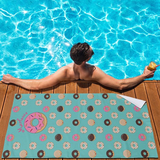 Serviette De Plage Donuts Glacés Nom Personnalisé