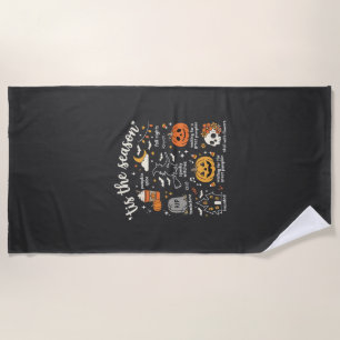 Serviette De Plage Doodle de Halloween C'est la saison design sorcièr