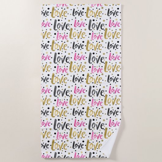 Serviette De Plage Dots Confetti en or rose (Devant)