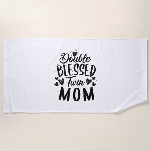 Serviette De Plage Double bienheureuse maman jumelle (Devant)