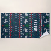 Serviette De Plage Doux moche Noël Motif tricoté personnalisé (Devant)