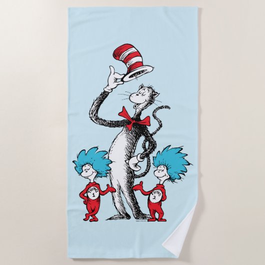 Serviette De Plage Dr Seuss | Chat dans le Casquette, Chose un & Chos (Devant)