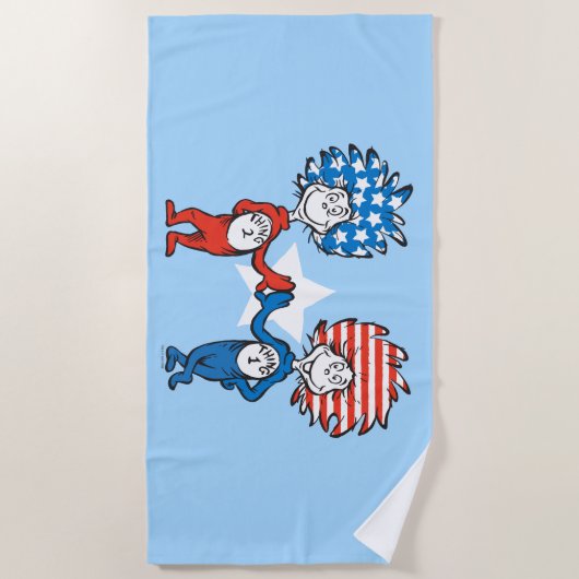 Serviette De Plage Dr Seuss | Une chose Deux graphiques patriotiques (Devant)