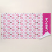 Serviette De Plage Dr. Seuss Valentine | Jacquard rose Chat dans le C (Devant)