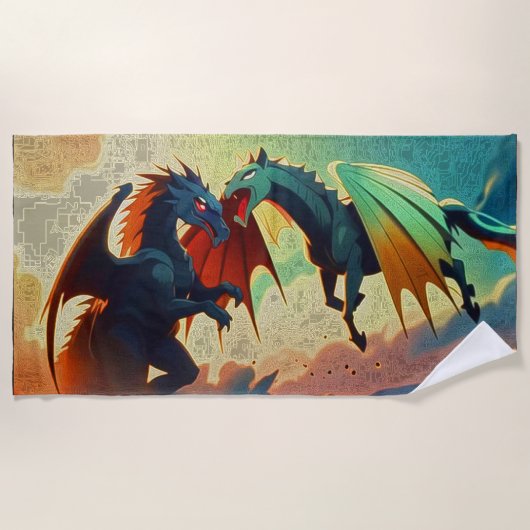 Serviette De Plage Dragon contre Pégase  (Devant)