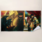 Serviette De Plage Dragon de chat de la reine égyptienne (Devant)