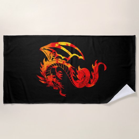 Serviette De Plage Dragon de feu rouge (Devant)