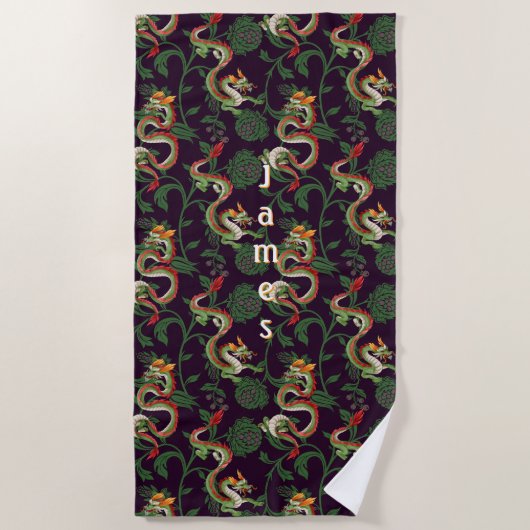 Serviette De Plage Dragon d'eau vert (Devant)