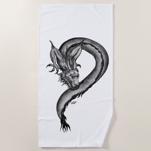 Serviette De Plage Dragon en style tatouage (Devant)