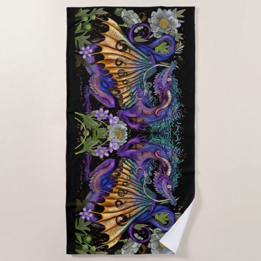 Serviette De Plage Dragon floral (Devant)