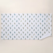 Serviette De Plage Dragonflies d'or turquoises (Devant)