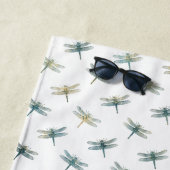 Serviette De Plage Dragonflies d'or turquoises (En situation)